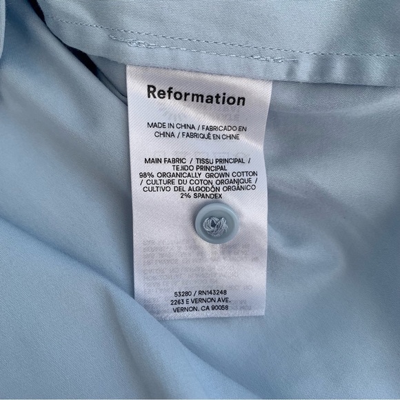 Reformation Andy Oversized Cotton Collar Button Down Up Shirt Top Horizon Blue - Picture 8 of 8